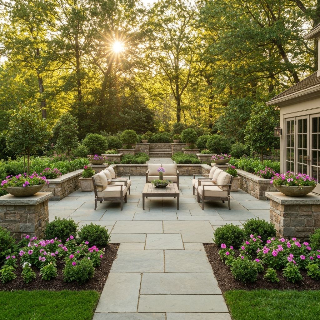 Beautiful stone patio installation